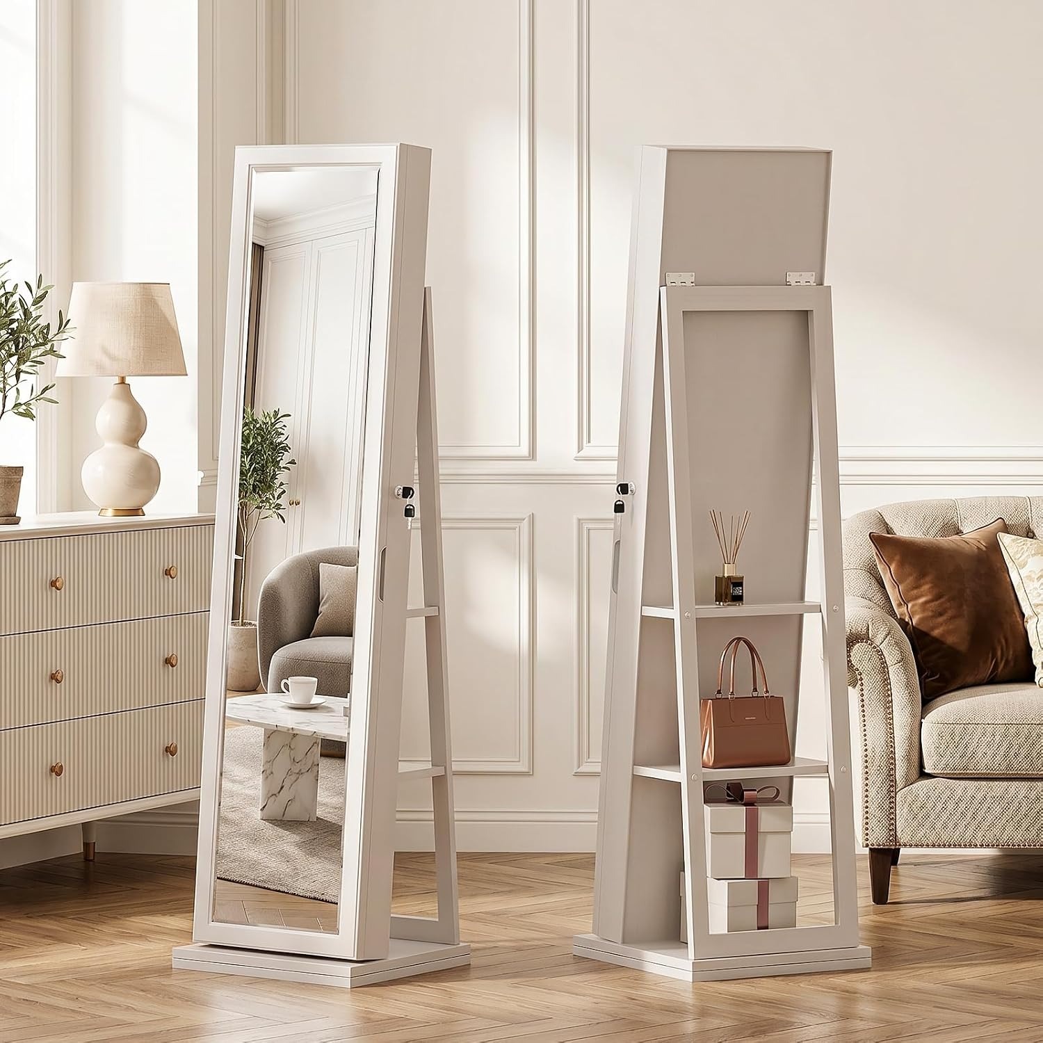 Armoire à bijoux 4-en-1, armoi - Full Length Mirror Jewelry Armoire avis et prix