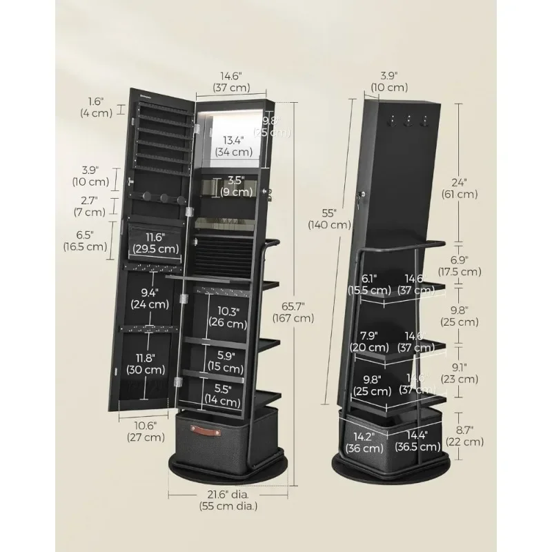 l 360 °   Armoire à bijoux piv - Full Length Mirror Jewelry Armoire avis et prix